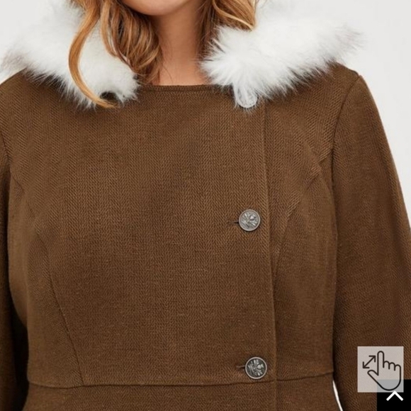 Torrid Outlander Coat Fur Tweed Riding Coat Jacket 0 - Picture 4 of 15